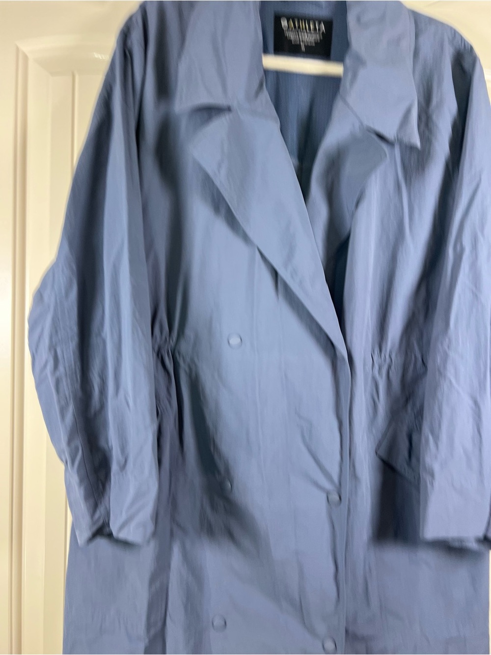 Athleta Luna Trench Coat Shadow Blue Double Breasted Long Jacket NWOT Size M - Picture 7 of 13